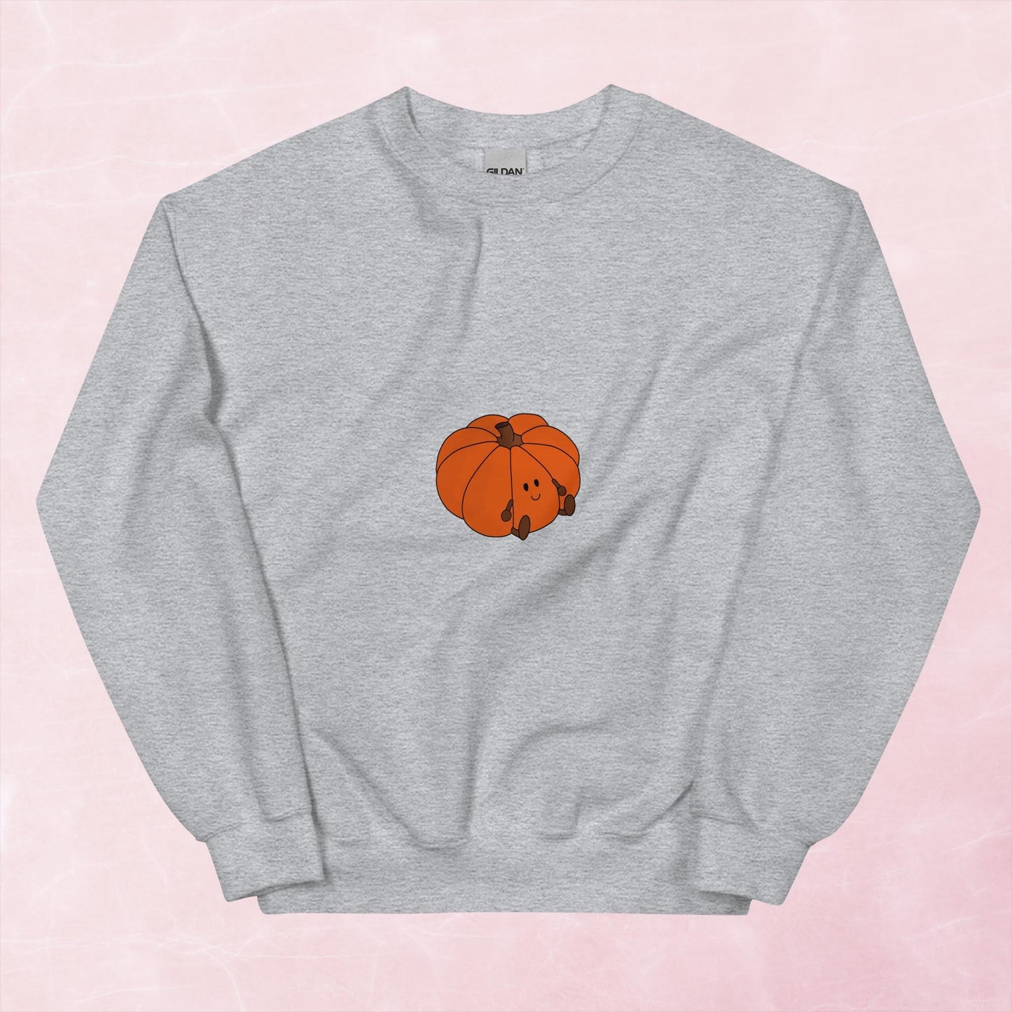 Cool hand illustrated cute happy orange pumpkin graphic unisex sweatshirt