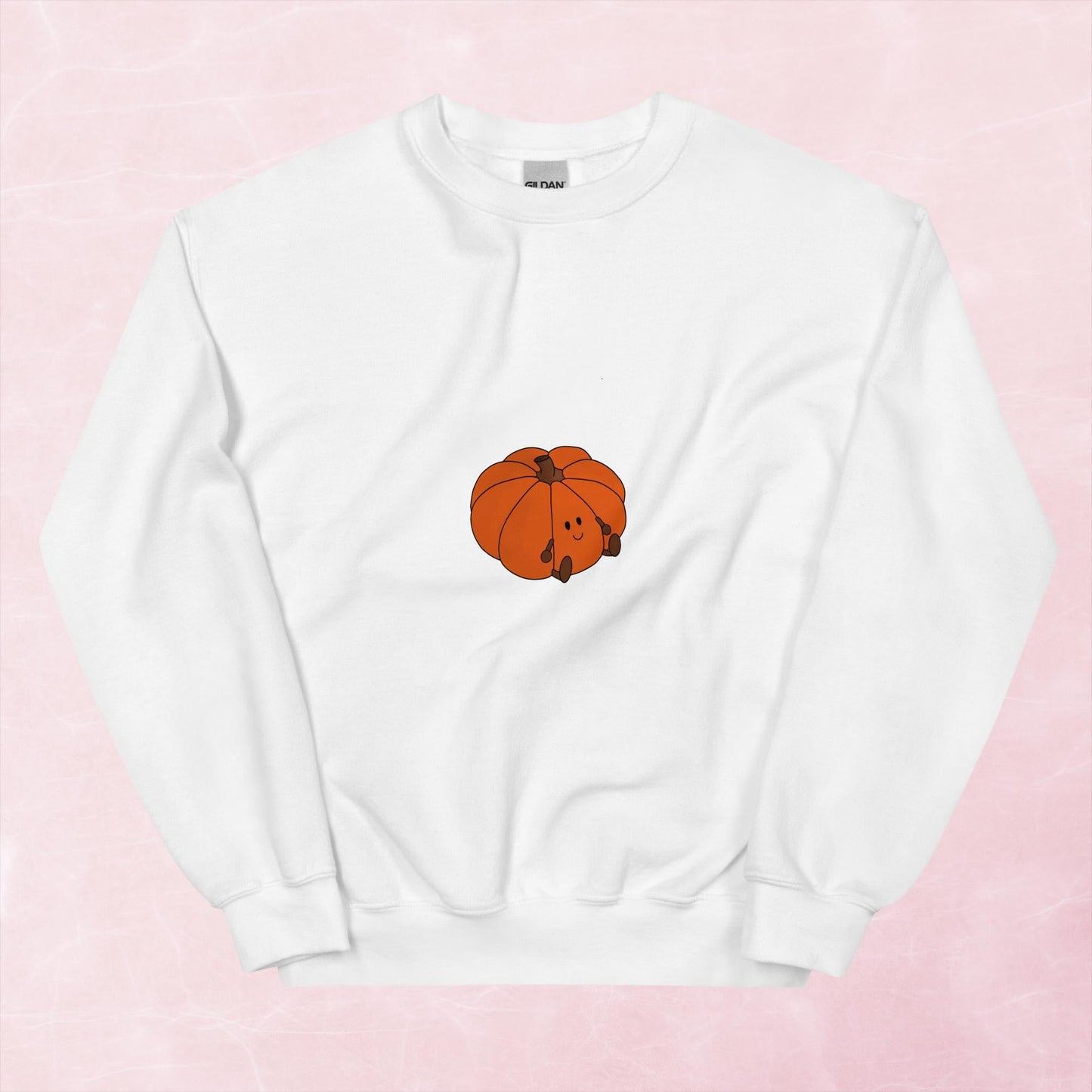 Cool hand illustrated cute happy orange pumpkin graphic unisex sweatshirt